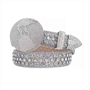 Silver Globe Leather Belt with Studded Multi silver Rhinestones & Silver Globe Buckle Add a touch of luxury and sparkle to your outfit with the Unisex Silver Leather Belt from Real Rhinestone. Featuring a sleek Silver leather strap, this stylish belt is adorned with Silver rhinestones, creating a bold and glamorous look. The Silver buckle, decorated with Silver color crystal rhinestones, enhances the design with extra shine and sophistication. Designed for versatility and comfort, this belt is perfect for both casual and dressy occasions. Whether you re looking to complete a hip-hop-inspired outfit, make a statement at an event, or simply add some extra bling to your wardrobe, this belt is the perfect accessory. Its adjustable fit ensures all-day comfort, while the high-quality materials guarantee durability and long-lasting wear. Elevate your style effortlessly with the Unisex Silver Leather Belt. Whether you re hitting the stage, going out with friends, or just upgrading your everyday look, this belt is a must-have. Order now from Real Rhinestone and bring some diamond-studded brilliance to your collection. Material: Premium Leather Rhinestone: Luxury Hand-Set High-Gloss Crystal Diamond Embellishments Buckle Type: Classic globe Zinc Buckle Set Featuring Engraved Design & Sparkling Rhinestones Width: 4cm (1.5 Inch) Style: Streetwear, Cowboy, Western, Partywear, Festivals & Performances, Fashion, Hip Hop, Bling, Diamond Belt Measurement: Please note that measurements may vary by 1-2 cm. Our belts are measured from the fold where the buckle is attached to the middle hole. For the best fit, we recommend measuring a belt you already own from the fold to the hole you use most frequently. Ideally, the belt should be worn on the third hole for optimal fit and comfort.