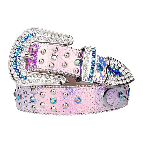 Unisex Purple Shiny Leather Strap with Moon Studded All Silver Metal and Purple Rhinestone Belt & Classic Silver Buckle Add a touch of luxury and sparkle to your outfit with the Unisex Purple Leather Belt from Real Rhinestone. Featuring a sleek Purple leather strap, this stylish belt is adorned with purple Color diamond rhinestones, creating a bold and glamorous look. The Silver buckle, decorated with Metal and purple crystal rhinestones, enhances the design with extra shine and sophistication. Designed for versatility and comfort, this belt is perfect for both casual and dressy occasions. Whether you are looking to complete a hip-hop-inspired outfit, make a statement at an event, or simply add some extra bling to your wardrobe, this belt is the perfect accessory. Its adjustable fit ensures all-day comfort, while the high-quality materials guarantee durability and long-lasting wear. Elevate your style effortlessly with the Unisex Purple Shiny Leather Belt. Whether you are hitting the stage, going out with friends, or just upgrading your everyday look, this belt is a must-have. Order now from Real Rhinestone and bring some diamond-studded brilliance to your collection. Material: Premium Leather Rhinestone: Luxury Hand-Set High-Gloss Crystal Diamond Embellishments Buckle Type: Classic Horseshoe Zinc Buckle Set Featuring Engraved Design & Sparkling Rhinestones Width: 4cm (1.5 Inch) Style: Streetwear, Cowboy, Western, Partywear, Festivals & Performances, Fashion, Hip Hop, Bling, Diamond Belt Measurement: Please note that measurements may vary by 1-2 cm. Our belts are measured from the fold where the buckle is attached to the middle hole. For the best fit, we recommend measuring a belt you already own from the fold to the hole you use most frequently. Ideally, the belt should be worn on the third hole for optimal fit and comfort.