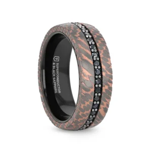 CHARGER Black Tungsten Ring with Superconductor Finish and Black Sapphires - 8mm